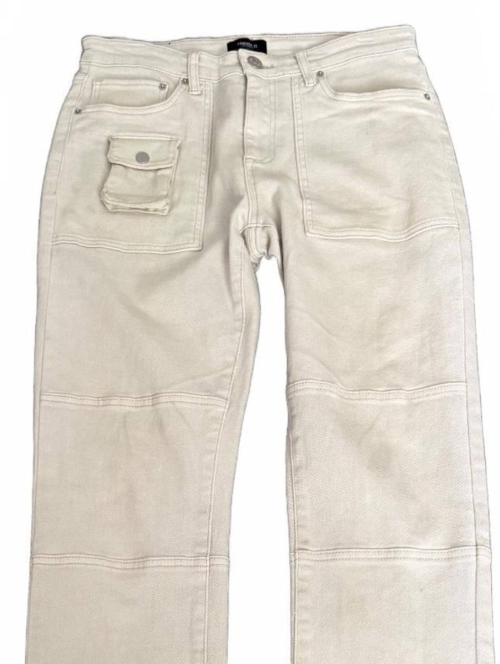 Forever 21 Stacked Skinny Utility Carpenter Jeans Size 32 Cream